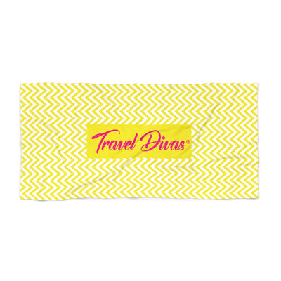 Yellow Chevron Polycotton Beach Towel