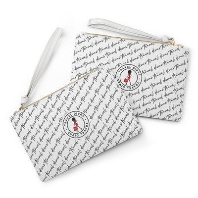 Travel Divas Script Clutch Bag