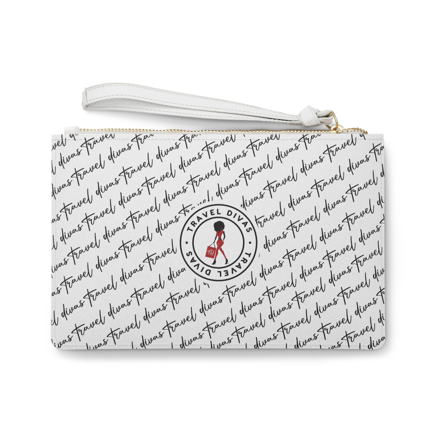Travel Divas Script Clutch Bag