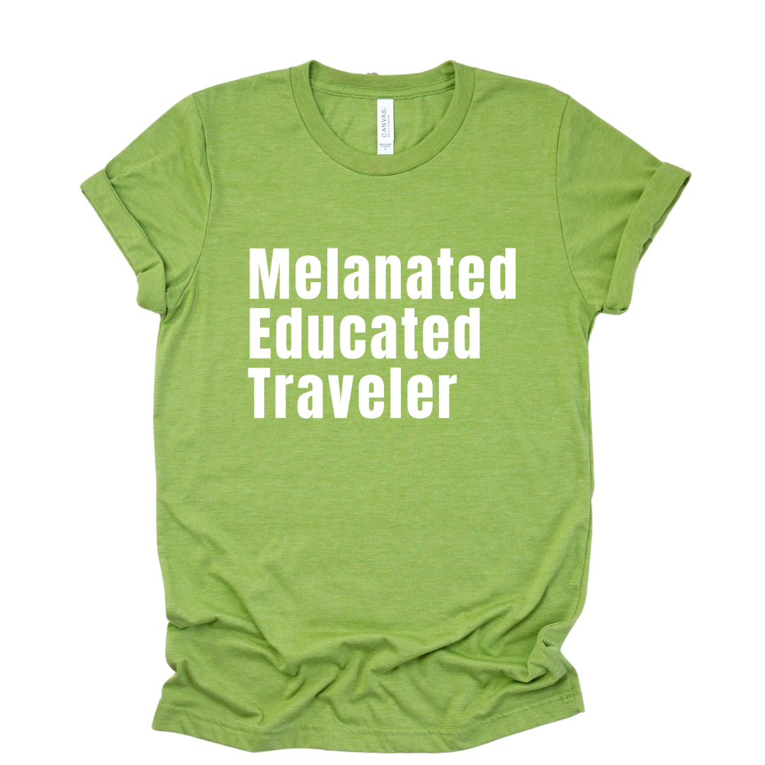 Melanated Educated Traveler Unisex Shirt - Leaf Green Edition