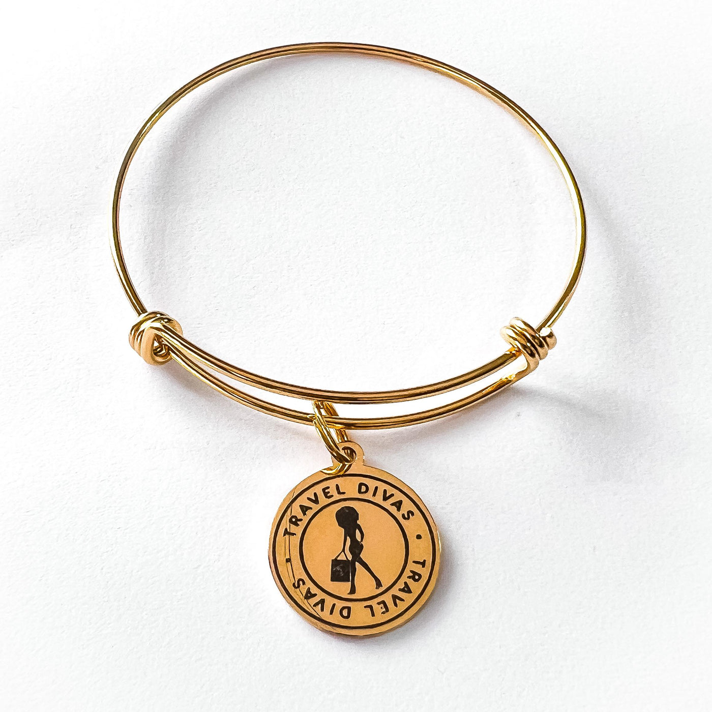 Gold Bangle Travel Divas Charm Bracelet