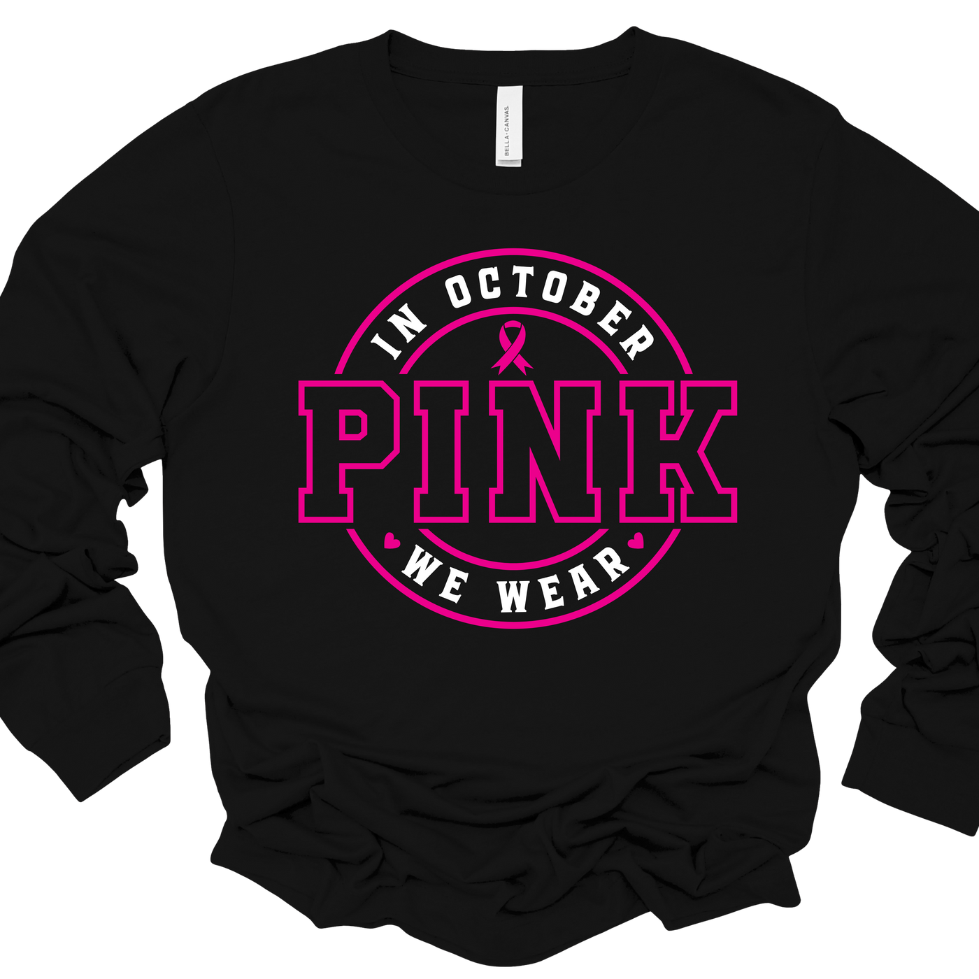 In October We Wear Pink - Black Long Sleeve Tee