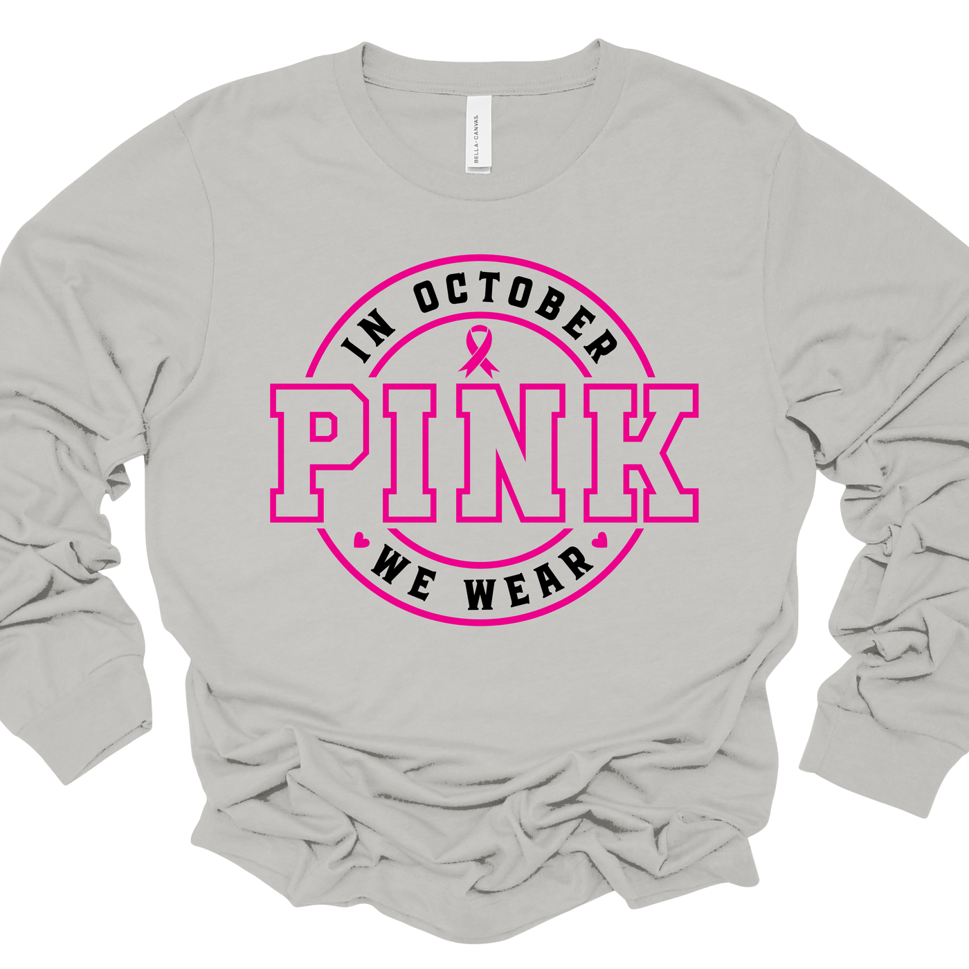 In October We Wear Pink - Ash Gray Long Sleeve Tee