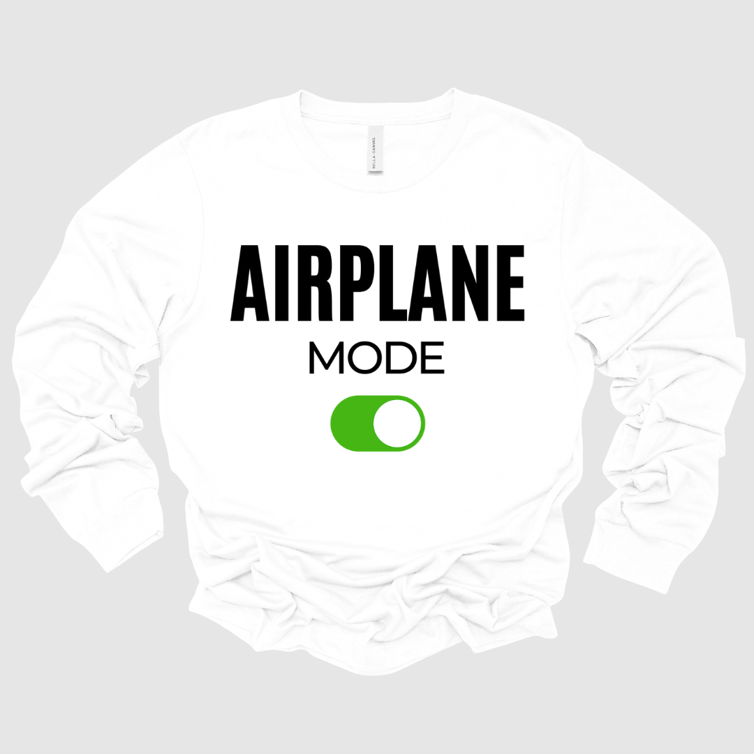Airplane Mode White Unisex Long Sleeve Tee