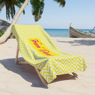 Yellow Chevron Polycotton Beach Towel