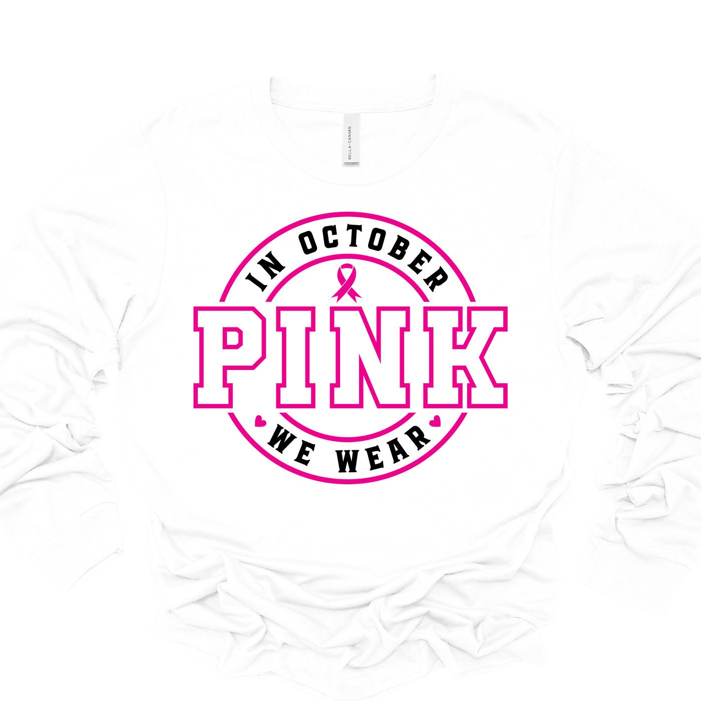 In October We Wear Pink - White Long Sleeve Tee