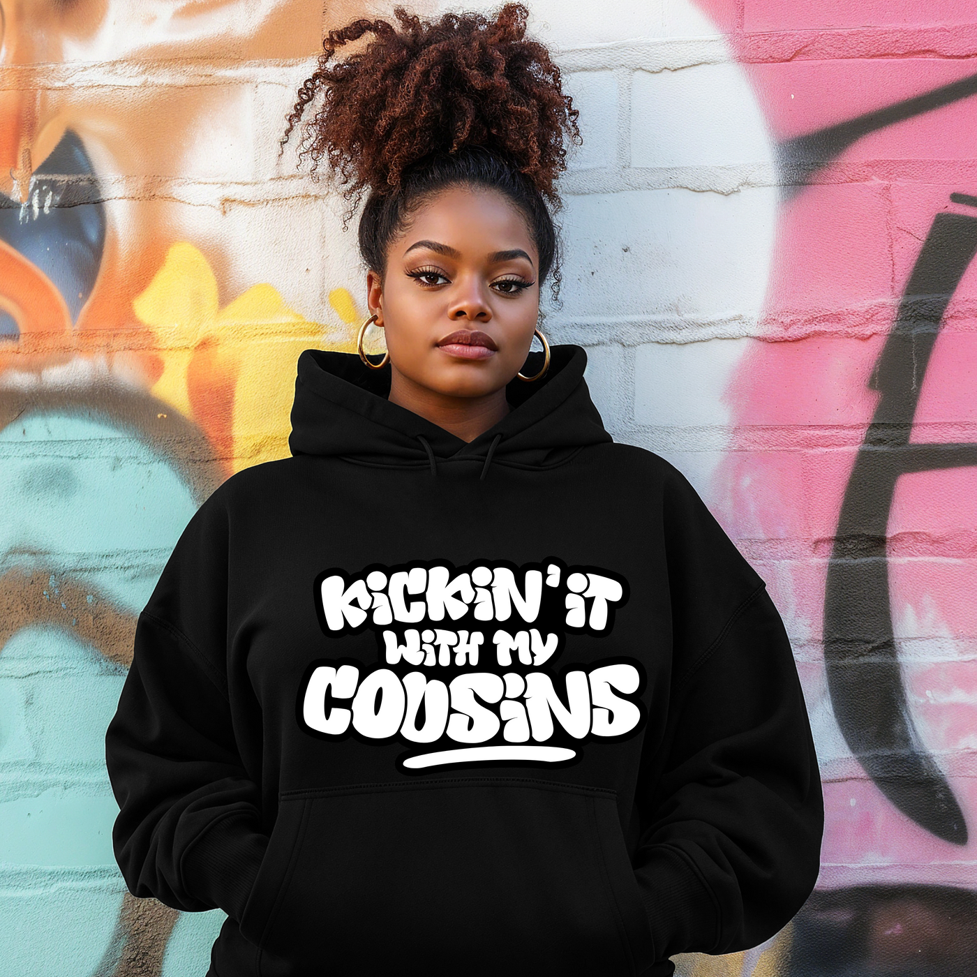 Kickin’ It With My Cousins Hoodie (White Print Edition)