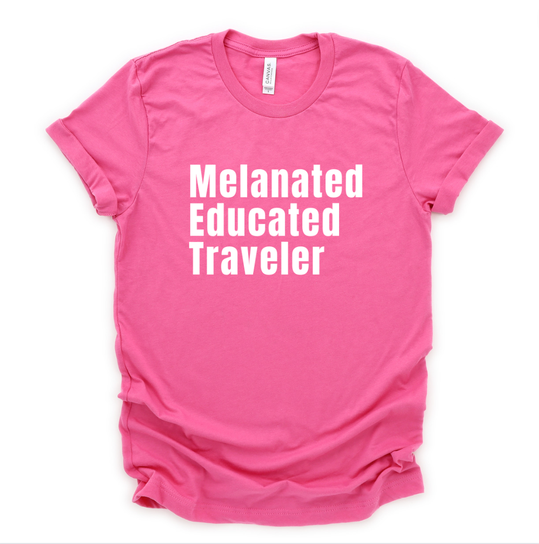 Melanated Educated Traveler Unisex Shirt - Breast Cancer Edition