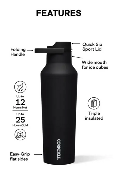 Travel Divas Corkcicle Series A Sport Canteen - Black Matte