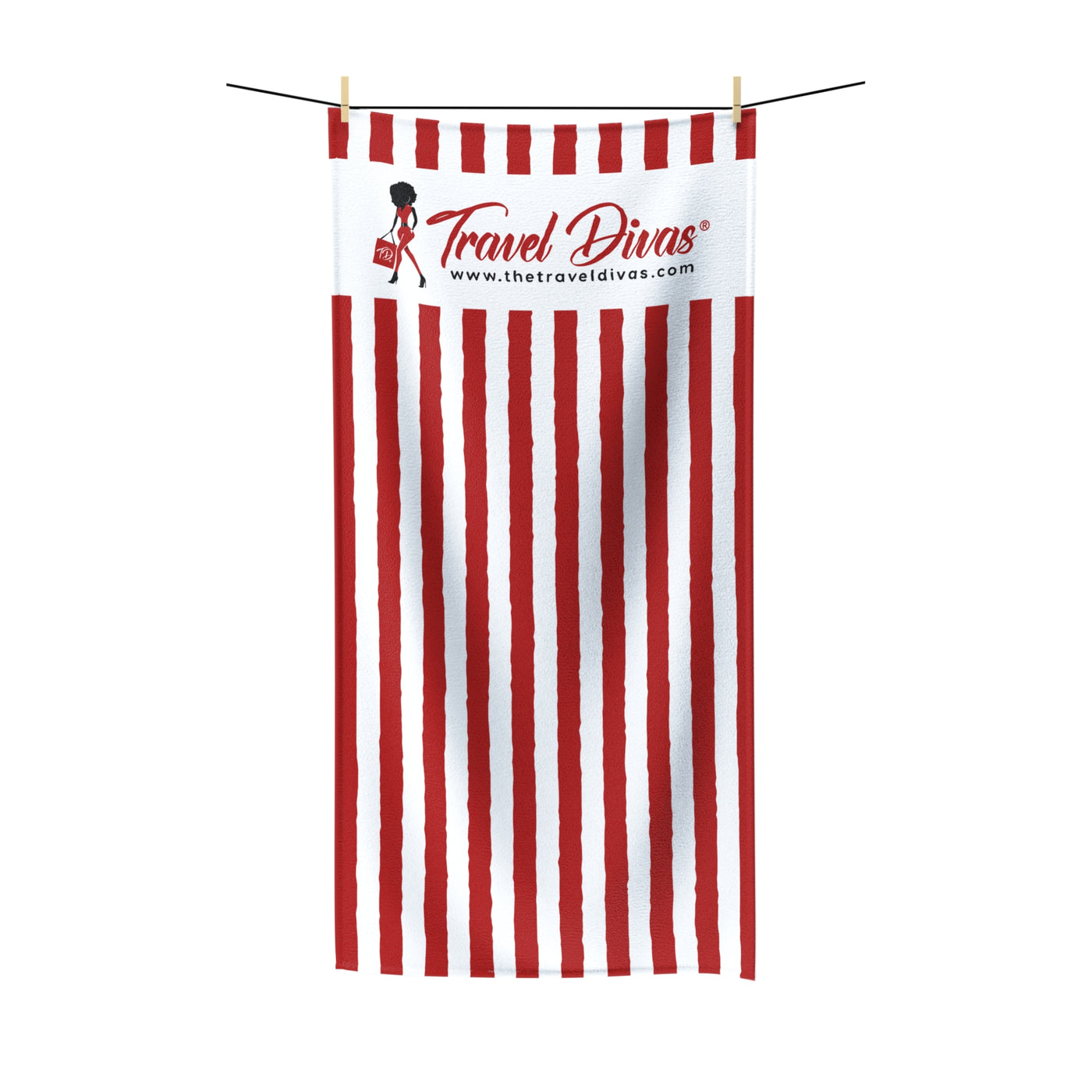 TD Red Stripes Polycotton Beach Towel