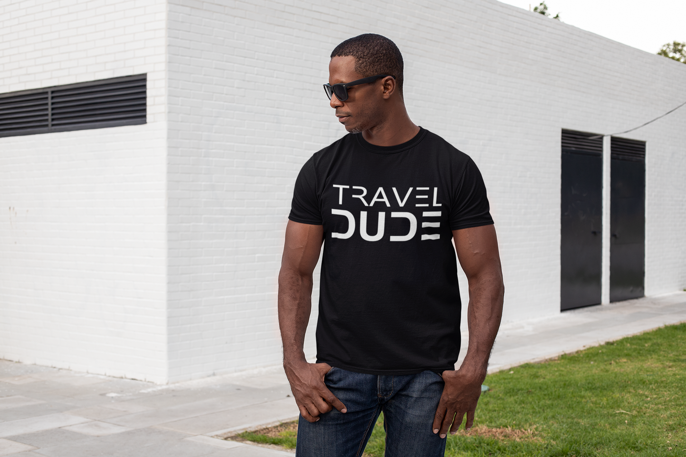 Travel Dude White Font Men's Shirt